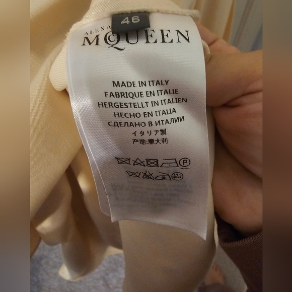 Alexander McQueen Made In Italy Virgin Wool Ivory Mini Dress Size 46 (XL) - Picture 6 of 13